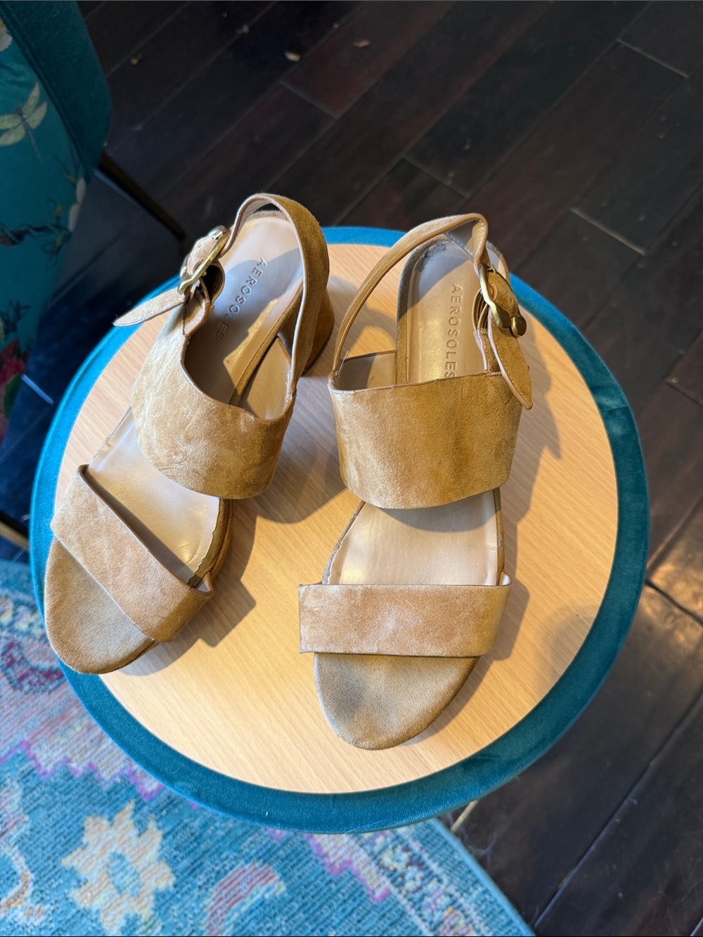 Aerosoles Camera Suede Wide-Strap Platform Sandals EUC! - Picture 3 of 9